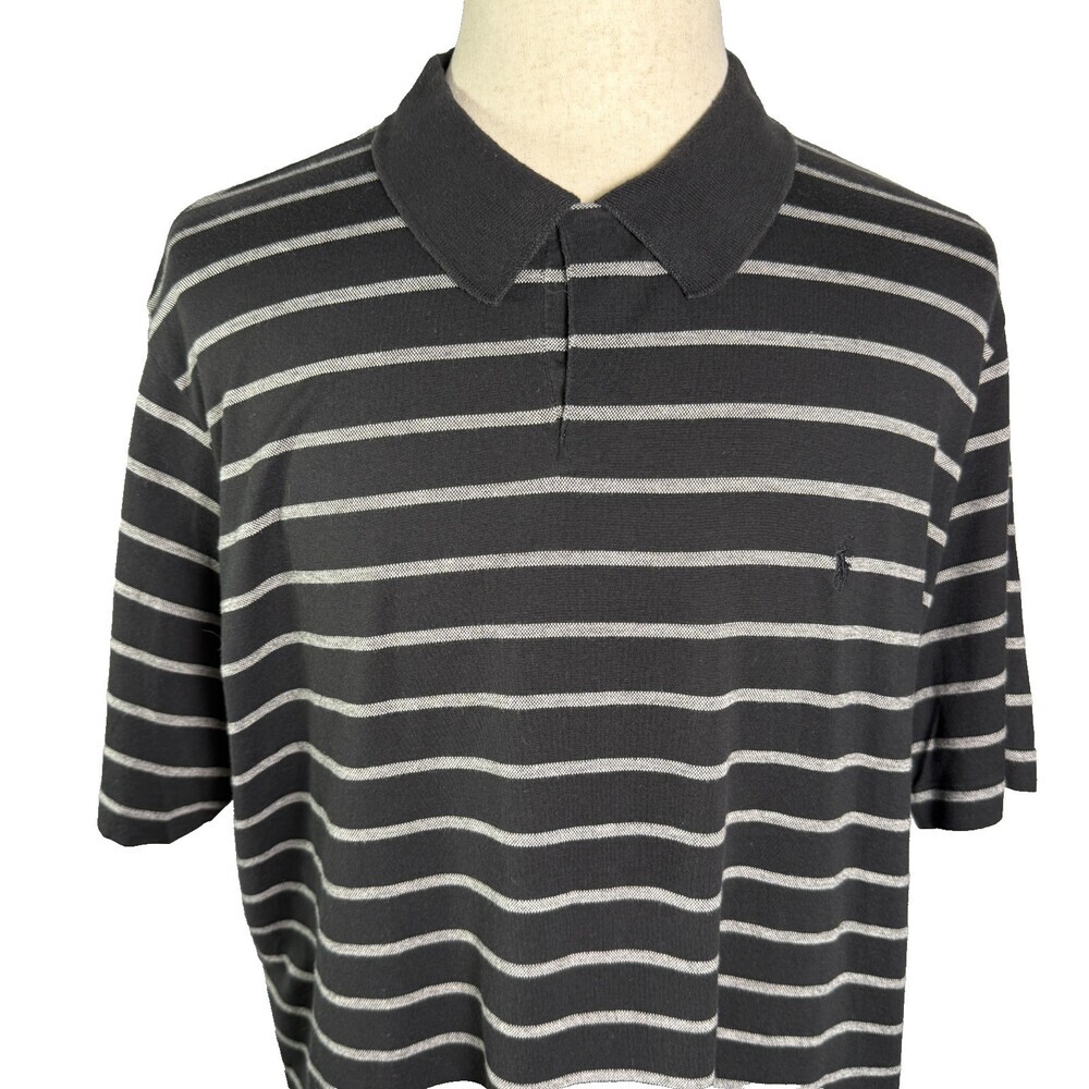Polo by Ralph Lauren Pima Cotton Men's Polo Shirt, XXL Black & Gray Stripes Soft